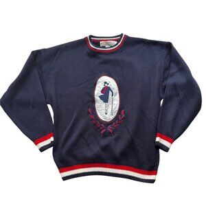 Vtg 90s Large Sweater Embroidered Golf Golfer Girl, Y2k Clothing, Preppy Sweater